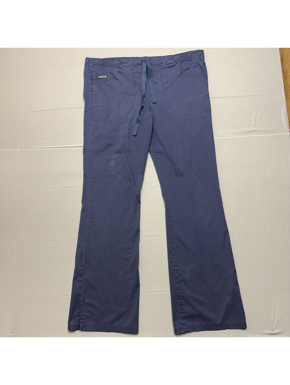 Rampage Womens Drawstring Scrub Pants Cotton Blend Size M Navy Blue Workwear